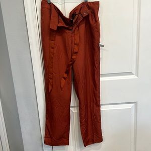 Brand new Tahari pants with tie belt. Capri ankle length burnt orange soft